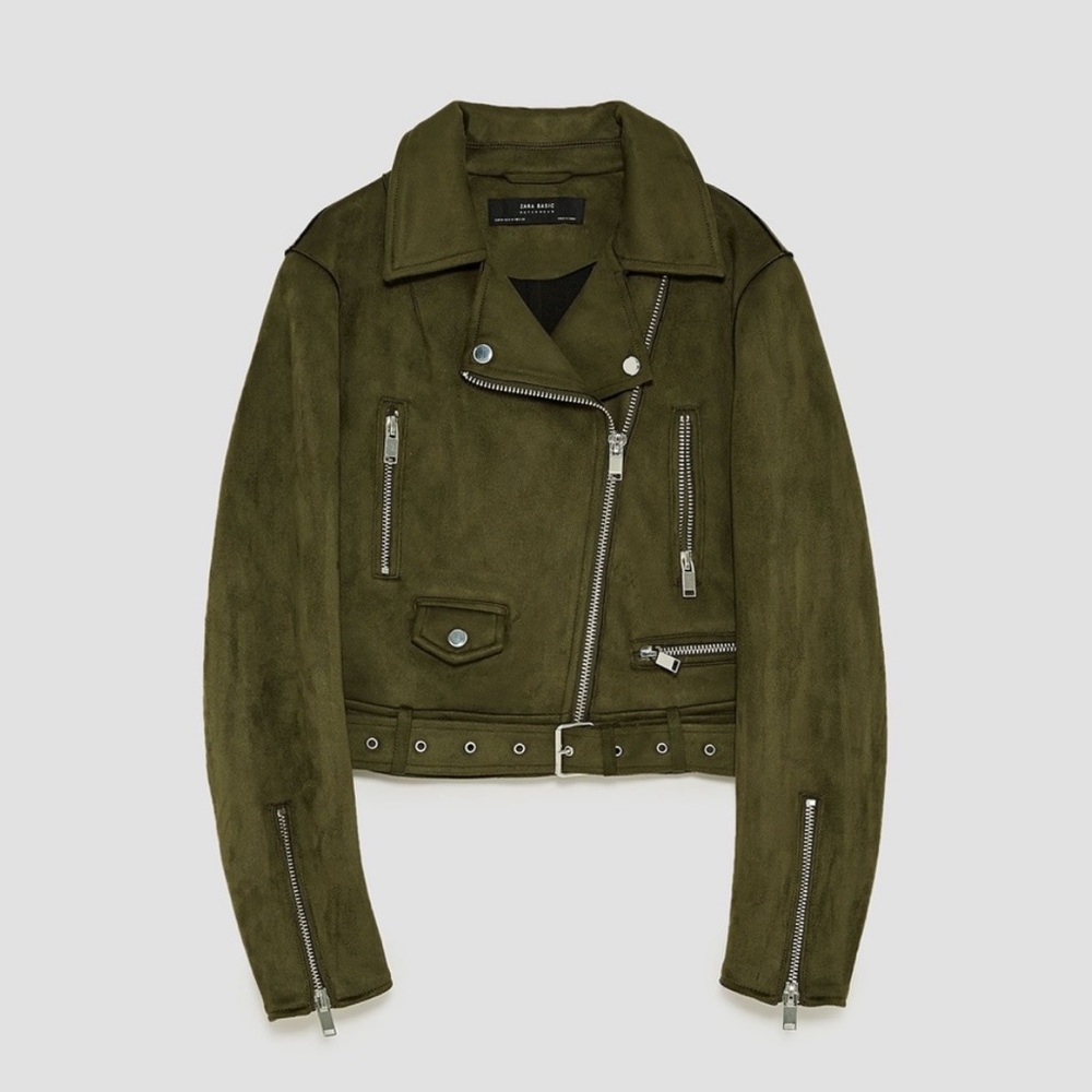 Zara NWOT Suede Zip-Up Moto Jacket